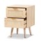 Baxton Studio Baird Mid-Century Modern Light Oak Brown Finished Wood and Rattan 2-Drawer Nightstand 176-11249-Zoro - alternate 3